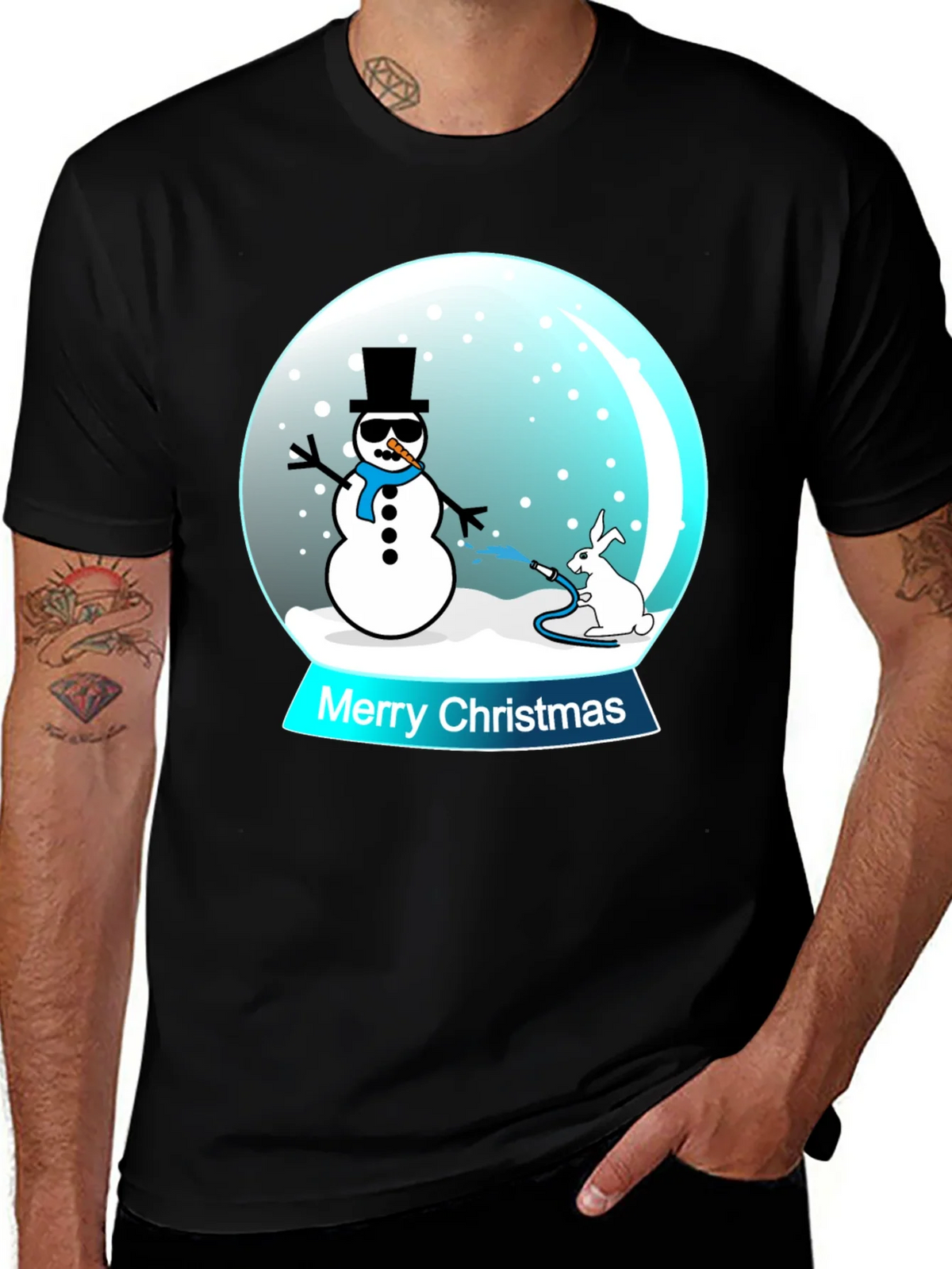 Funny Christmas Snow Globe Graphic T-Shirt product image 1