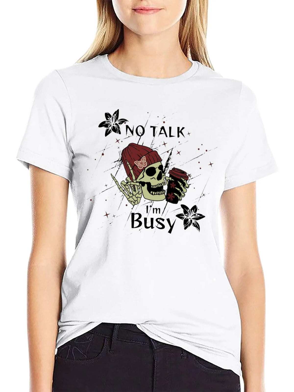 No Talk Im Busy Skull Graphic Tee product image 8