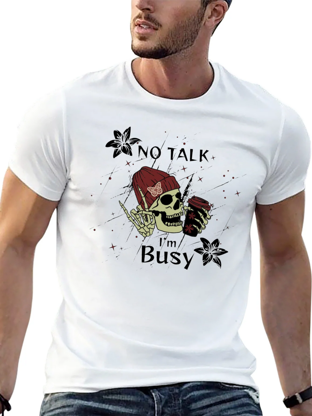 No Talk Im Busy Skull Graphic Tee product image 12