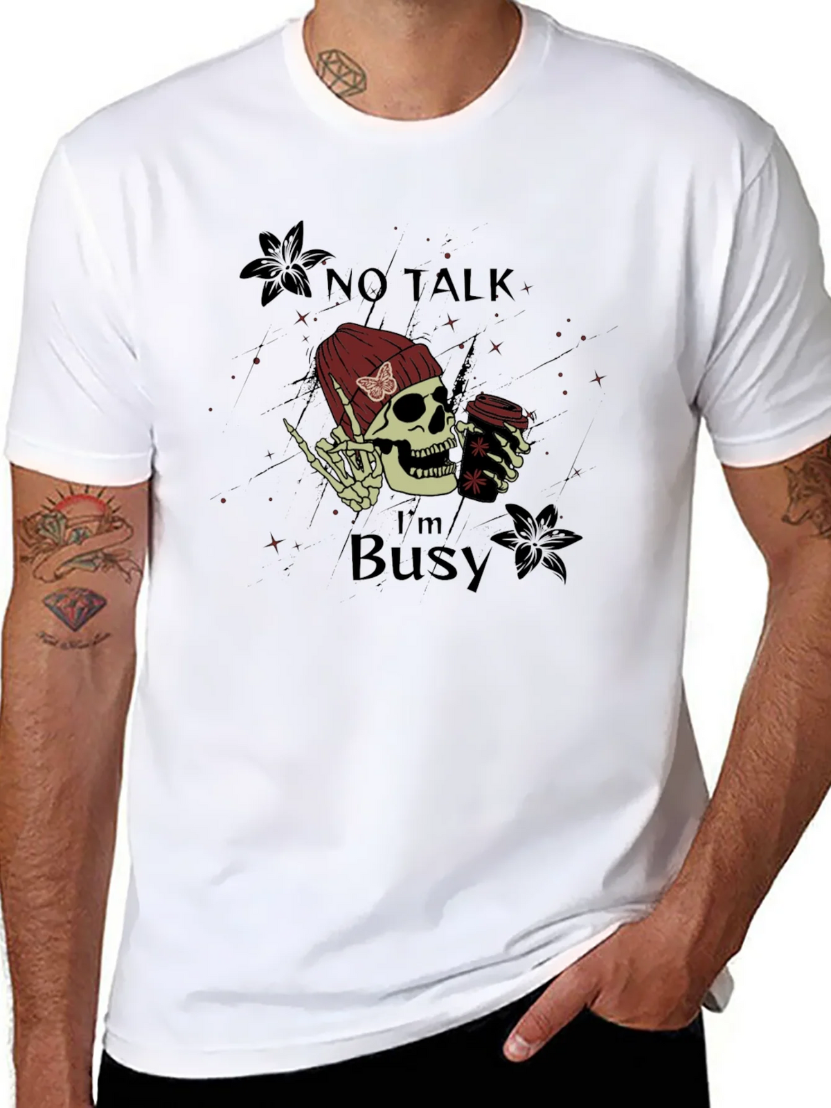 No Talk Im Busy Skull Graphic Tee product image 7