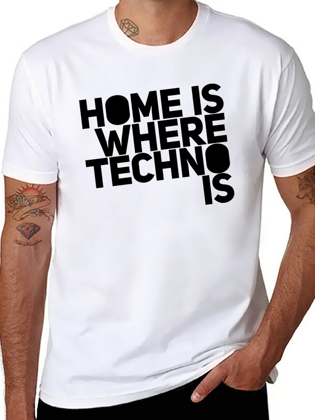 Home is Where Techno Is Black T-Shirt product image 7