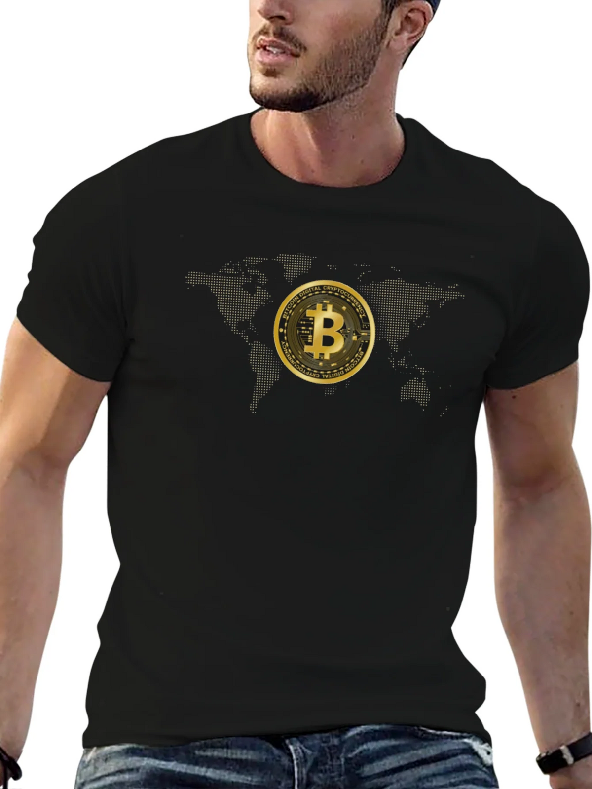 Bitcoin World Map Graphic Tee - Black product image 6