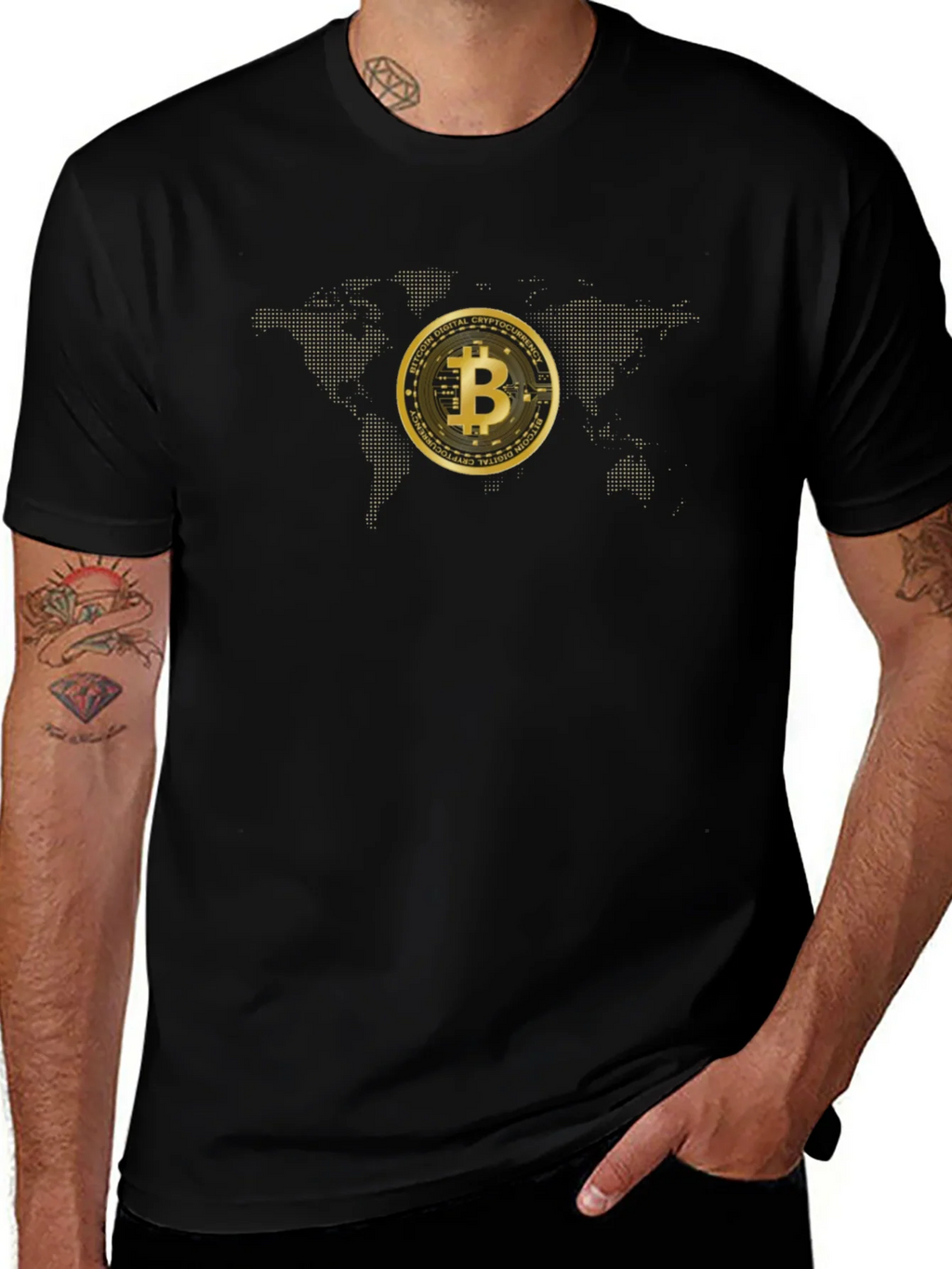 Bitcoin World Map Graphic Tee - Black product image 1