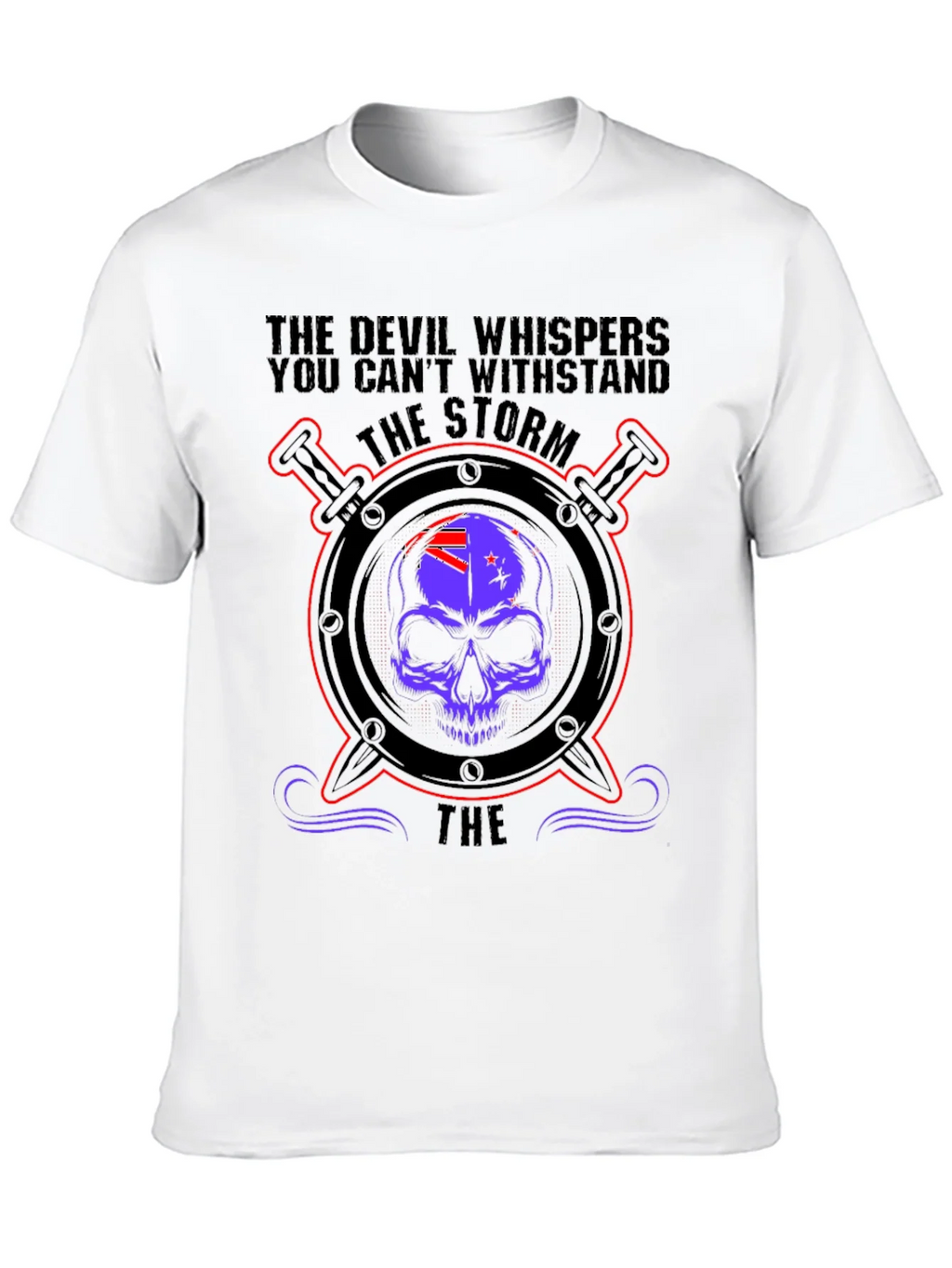Devil Whispers Storm T-Shirt - Skull & Swords Design product image 6