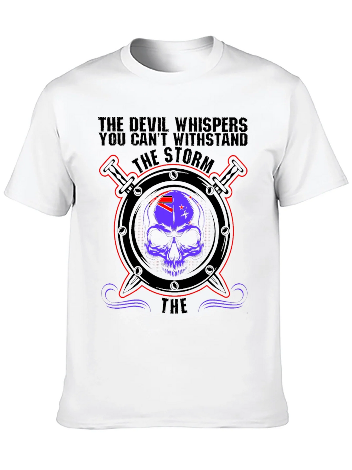 Devil Whispers Storm T-Shirt - Skull & Swords Design product image 6