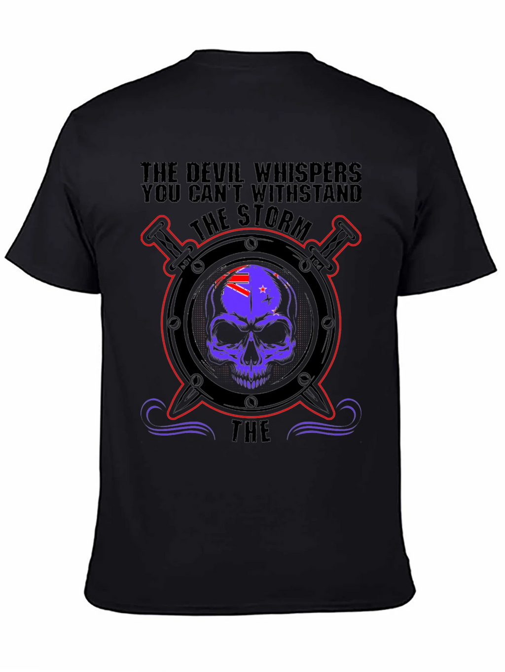 Devil Whispers Storm T-Shirt - Skull & Swords Design product image 2