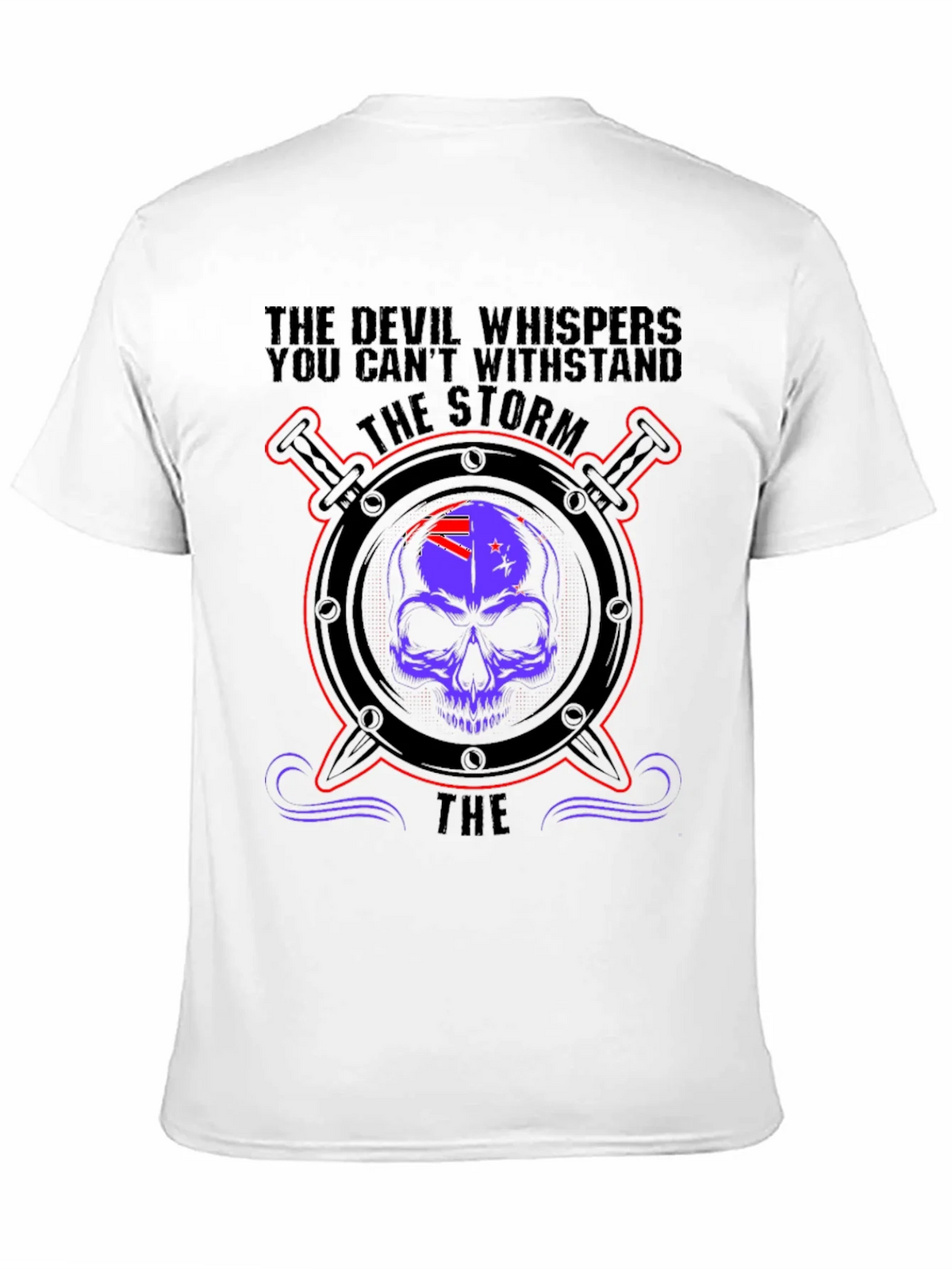 Devil Whispers Storm T-Shirt - Skull & Swords Design product image 7