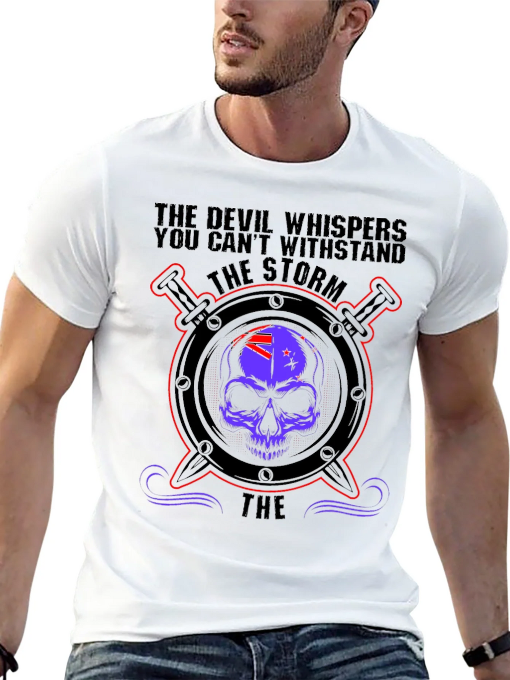 Devil Whispers Storm T-Shirt - Skull & Swords Design product image 9