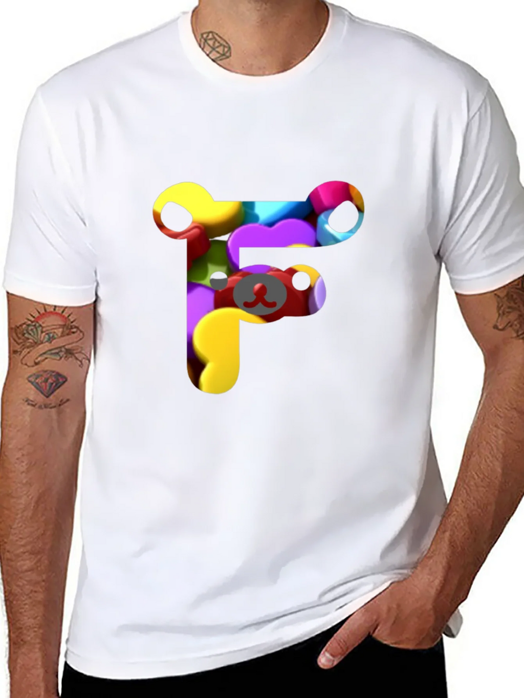 Colorful F Letter Bear T-Shirt product image 7