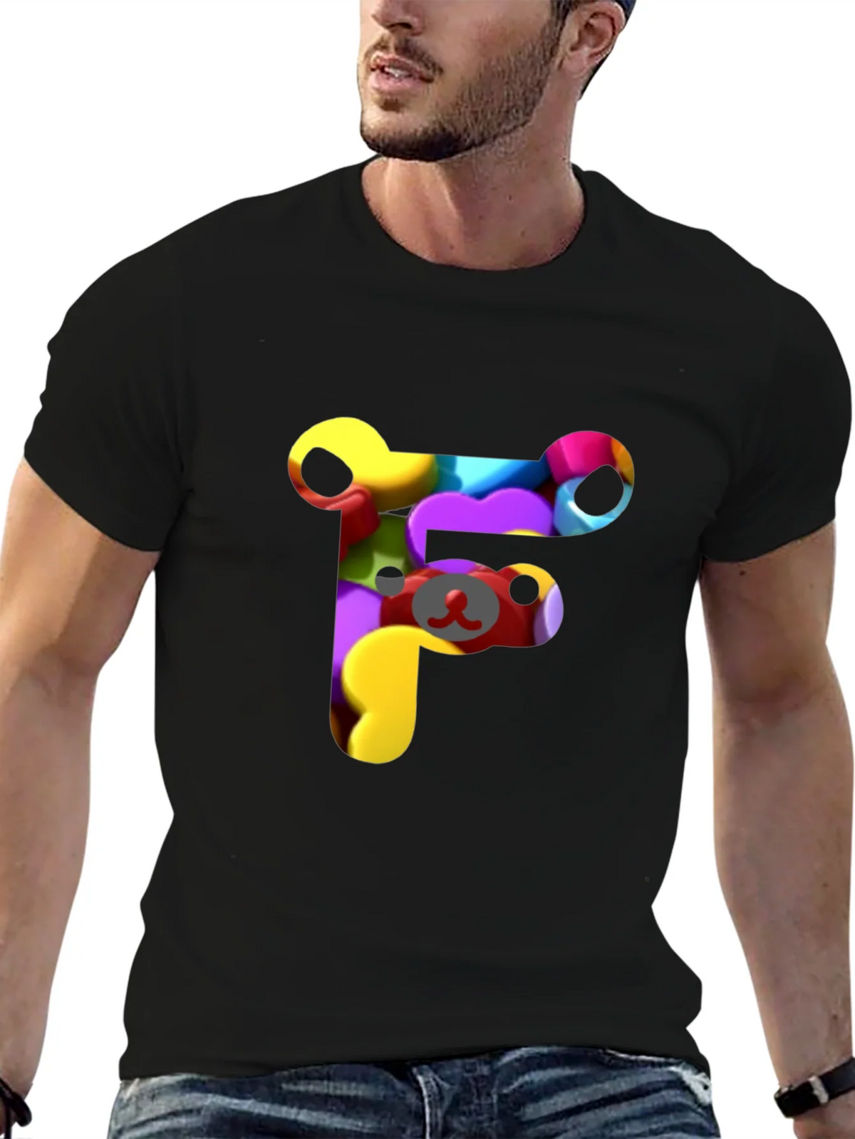 Colorful F Letter Bear T-Shirt product image 6
