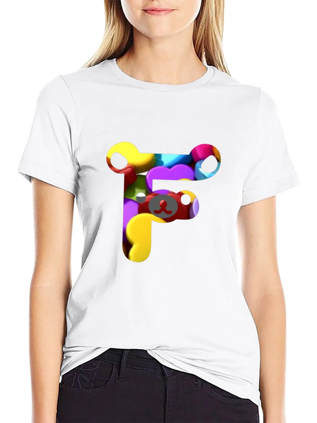 Colorful F Letter Bear T-Shirt product image 8