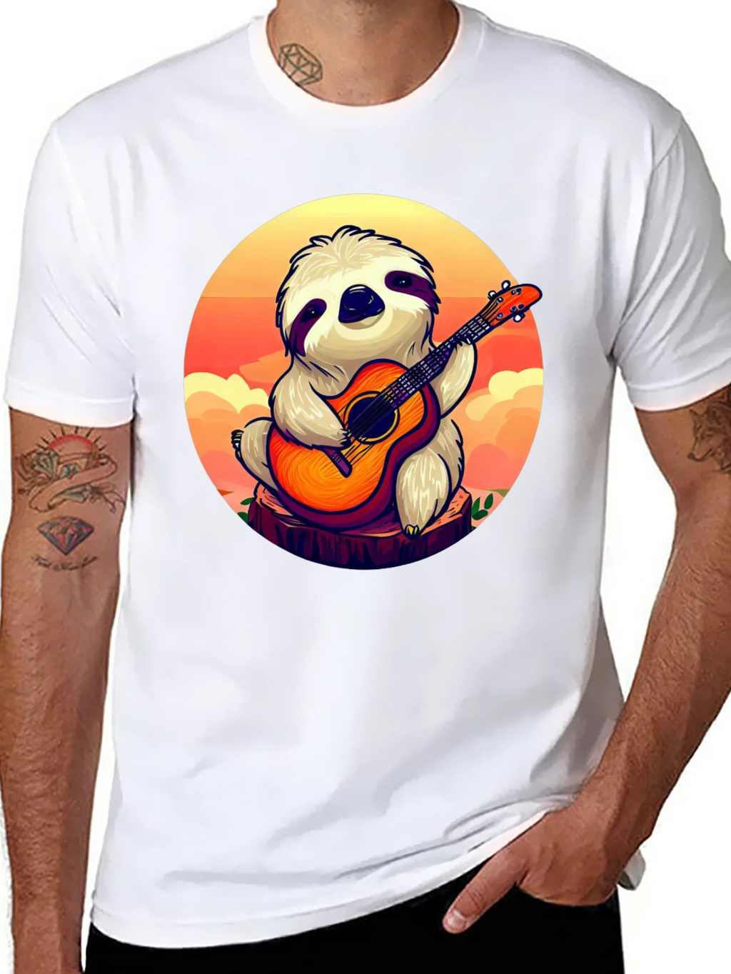 Sloth Guitar Player Graphic T-Shirt - Cute & Comfortable product image 7
