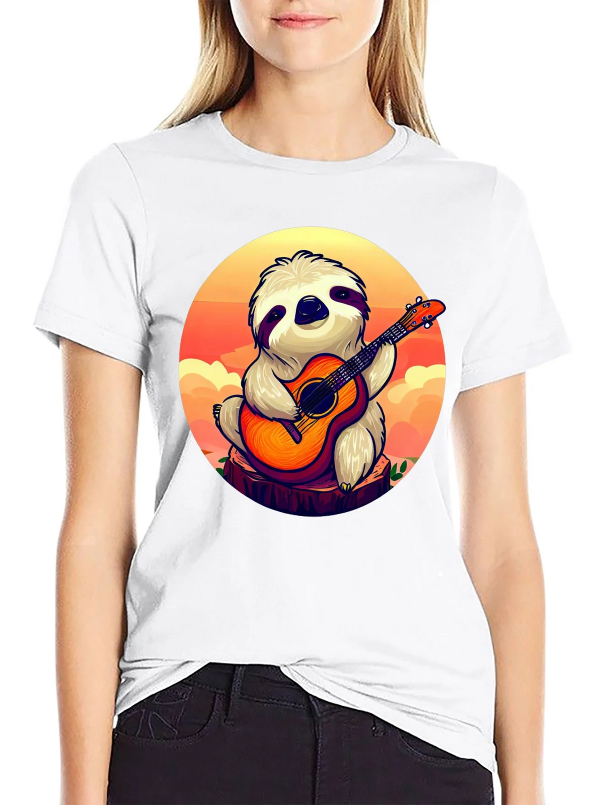 Sloth Guitar Player Graphic T-Shirt - Cute & Comfortable product image 8