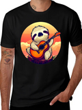 Sloth Guitar Player Graphic T-Shirt - Cute & Comfortable product image 1