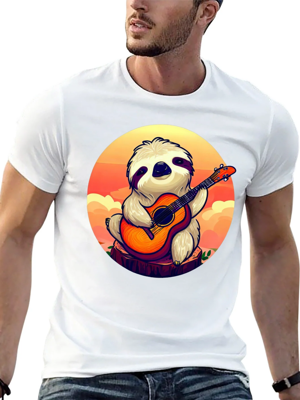 Sloth Guitar Player Graphic T-Shirt - Cute & Comfortable product image 12