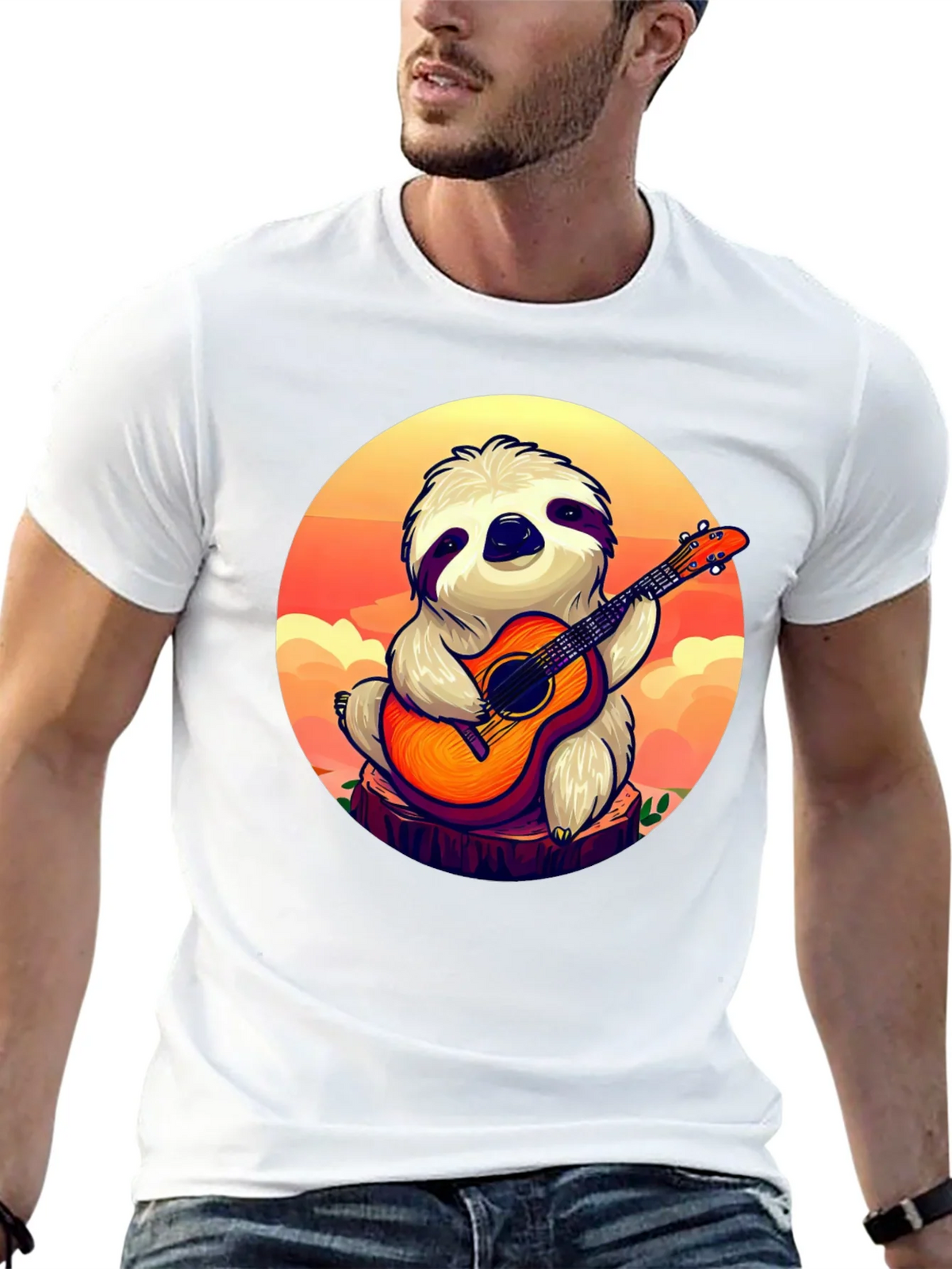 Sloth Guitar Player Graphic T-Shirt - Cute & Comfortable product image 12