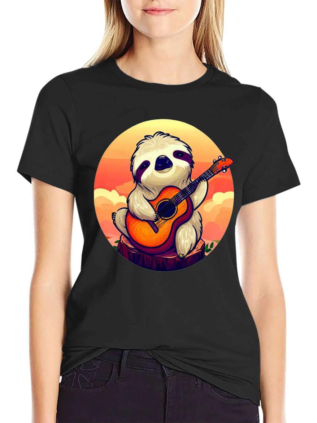 Sloth Guitar Player Graphic T-Shirt - Cute & Comfortable product image 2