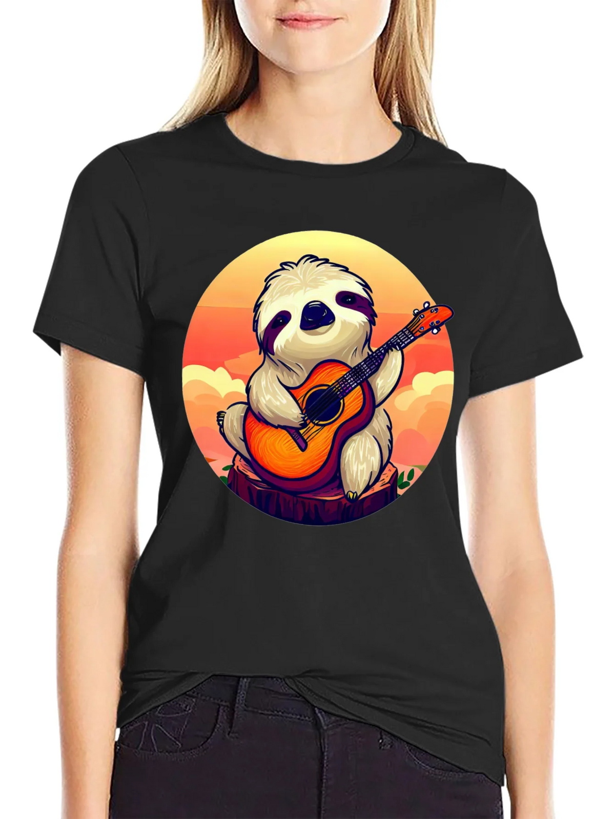 Sloth Guitar Player Graphic T-Shirt - Cute & Comfortable product image 2
