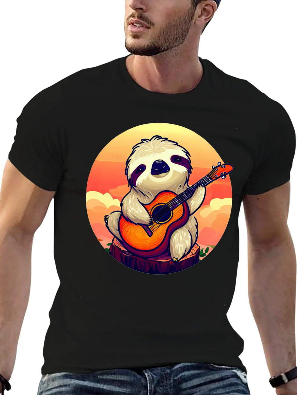 Sloth Guitar Player Graphic T-Shirt - Cute & Comfortable product image 6