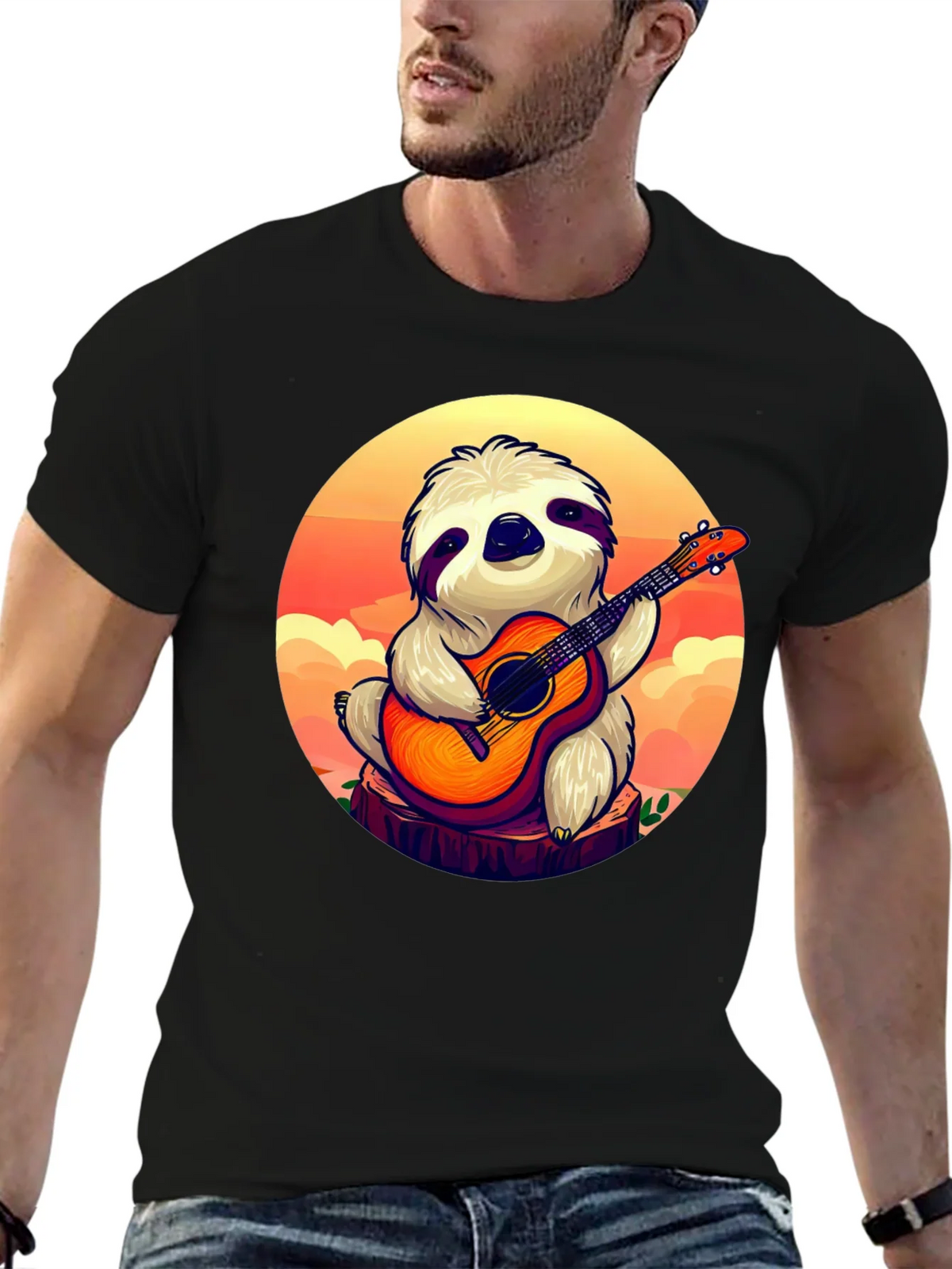 Sloth Guitar Player Graphic T-Shirt - Cute & Comfortable product image 6
