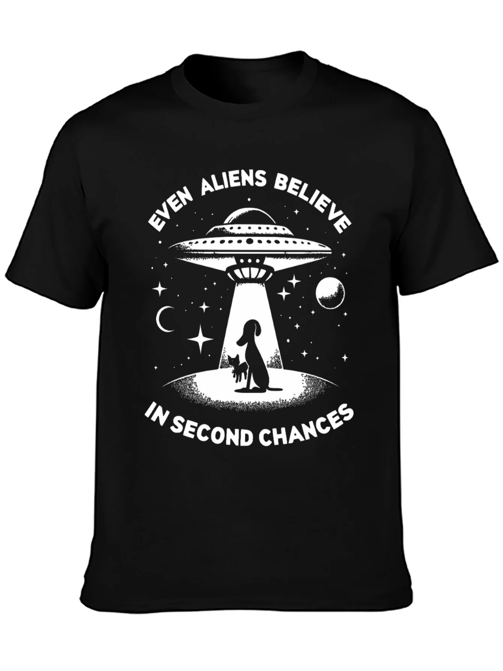 Even Aliens Believe Dog & Cat UFO Graphic T-Shirt product image 2