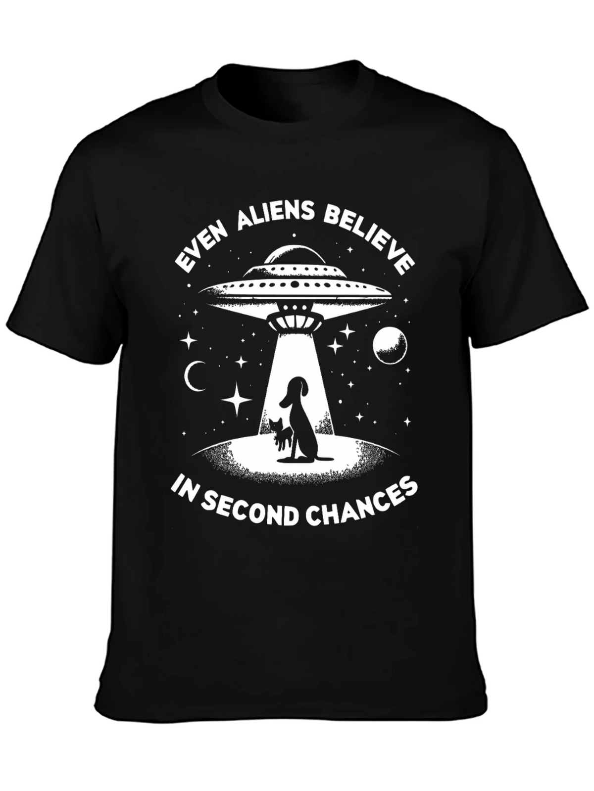 Even Aliens Believe Dog & Cat UFO Graphic T-Shirt product image 2