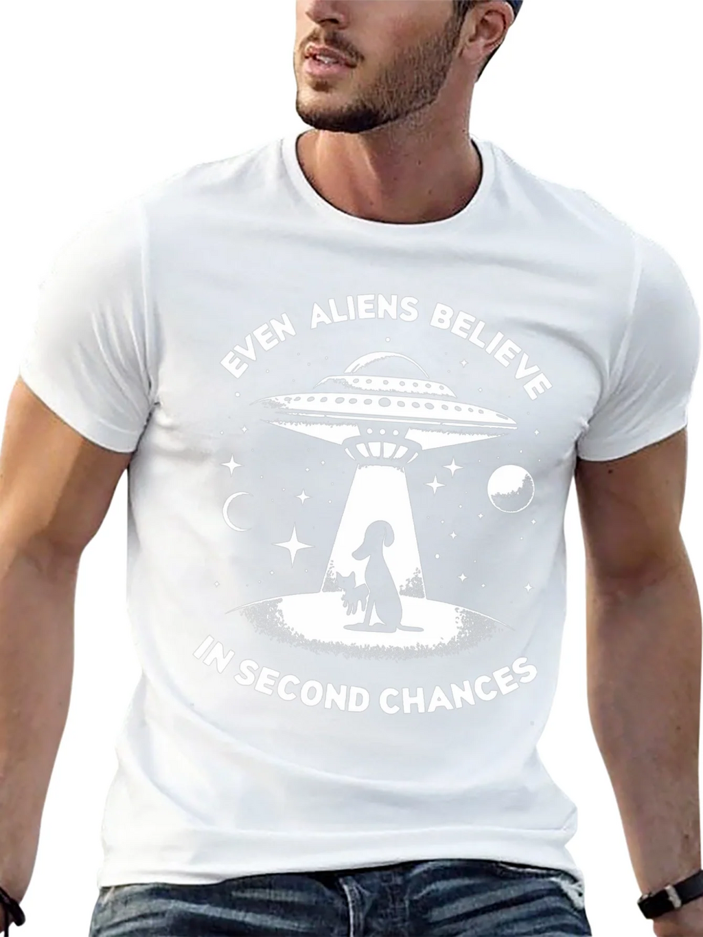 Even Aliens Believe Dog & Cat UFO Graphic T-Shirt product image 8