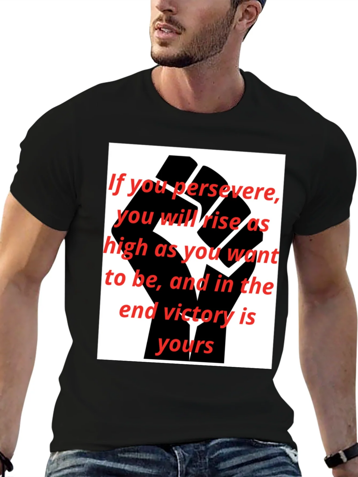Motivational Black Fist Graphic T-Shirt product image 6