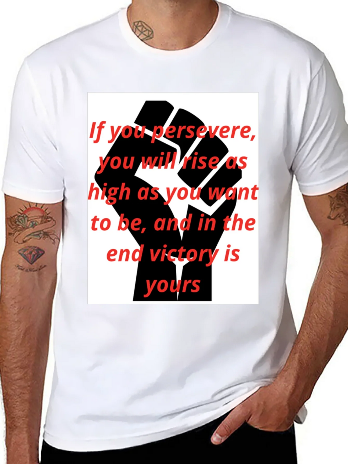 Motivational Black Fist Graphic T-Shirt product image 7