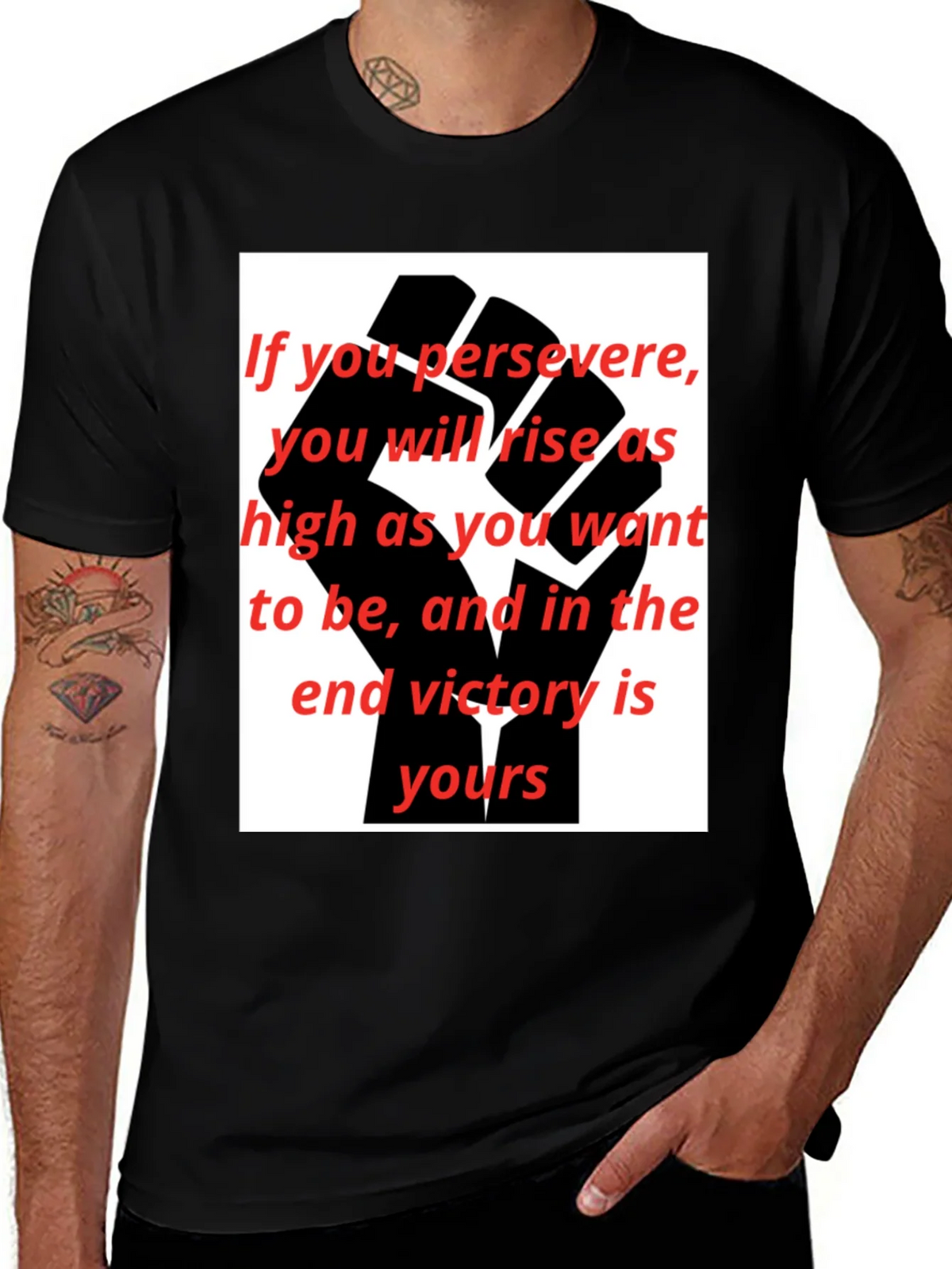 Motivational Black Fist Graphic T-Shirt product image 1