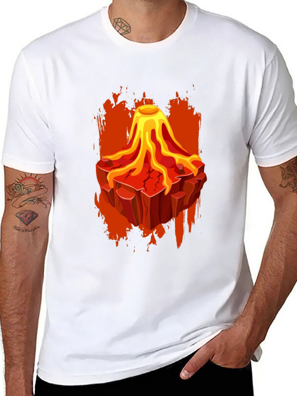 Volcano Lava Graphic Print Black T-Shirt product image 7