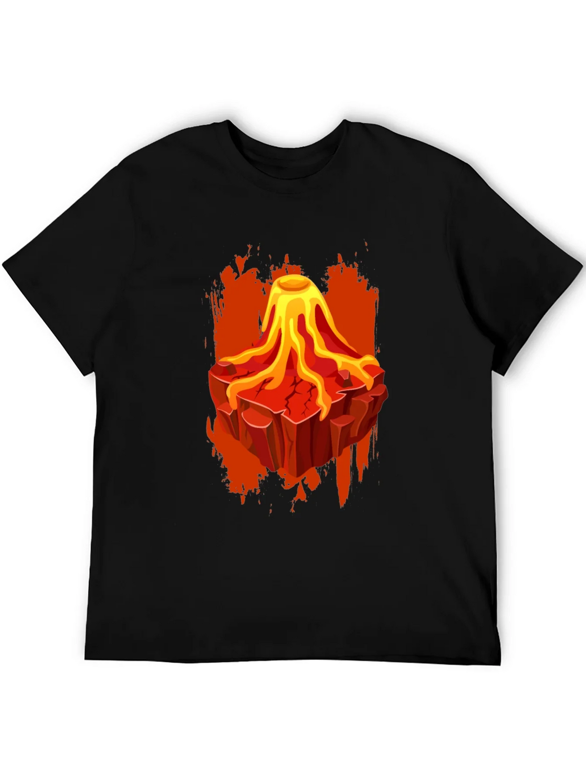 Volcano Lava Graphic Print Black T-Shirt product image 5