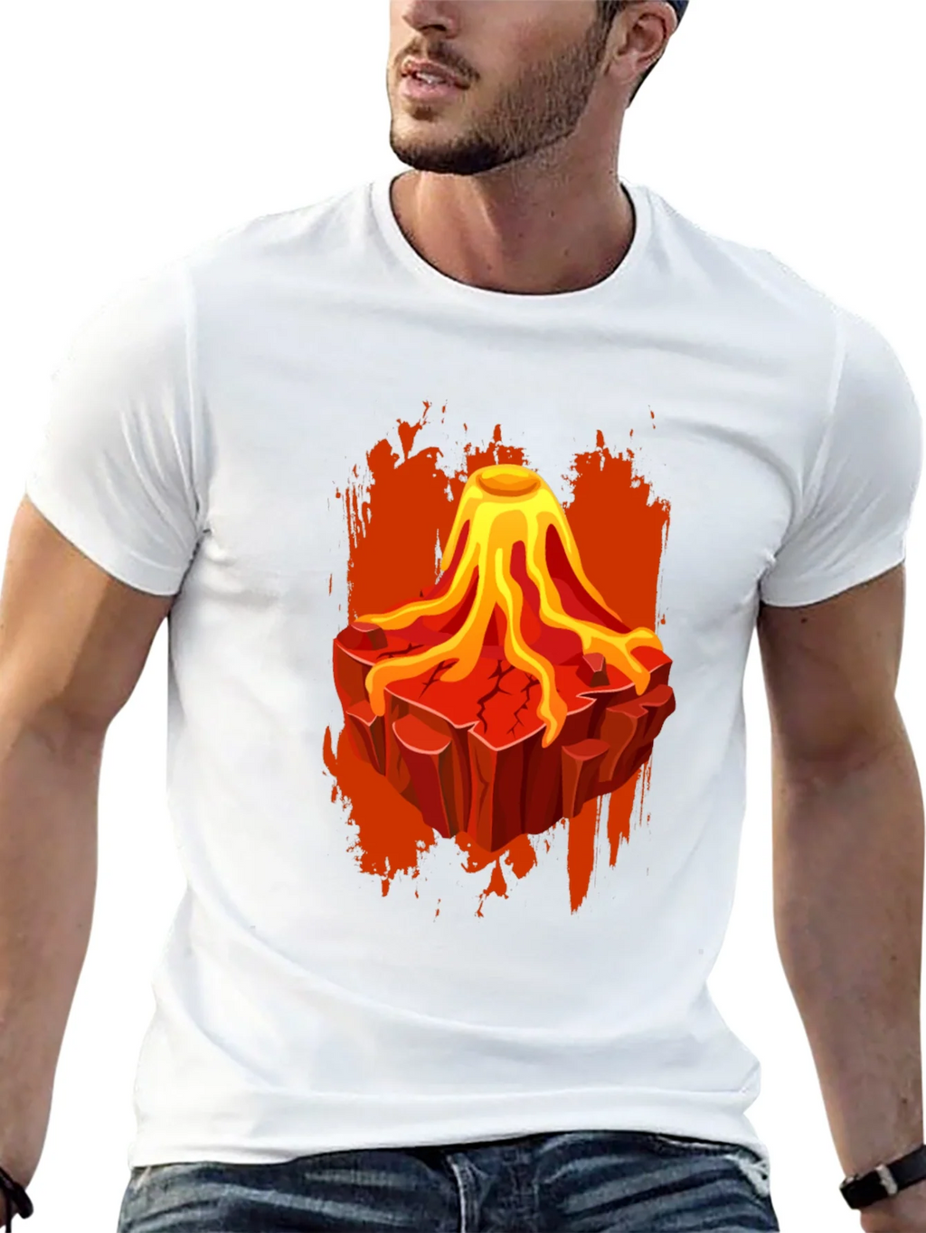 Volcano Lava Graphic Print Black T-Shirt product image 12