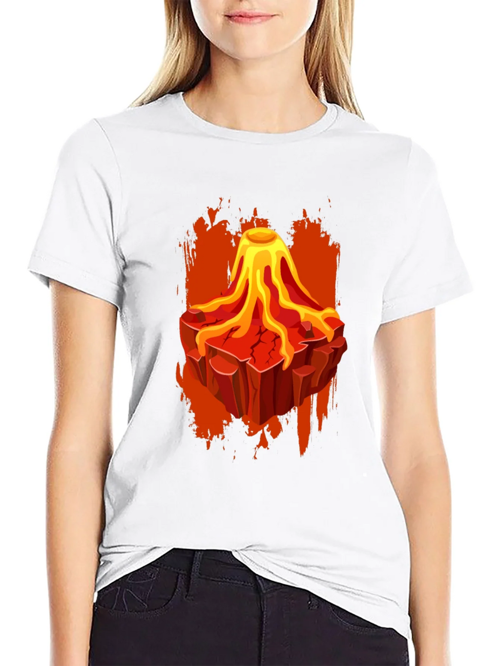 Volcano Lava Graphic Print Black T-Shirt product image 8