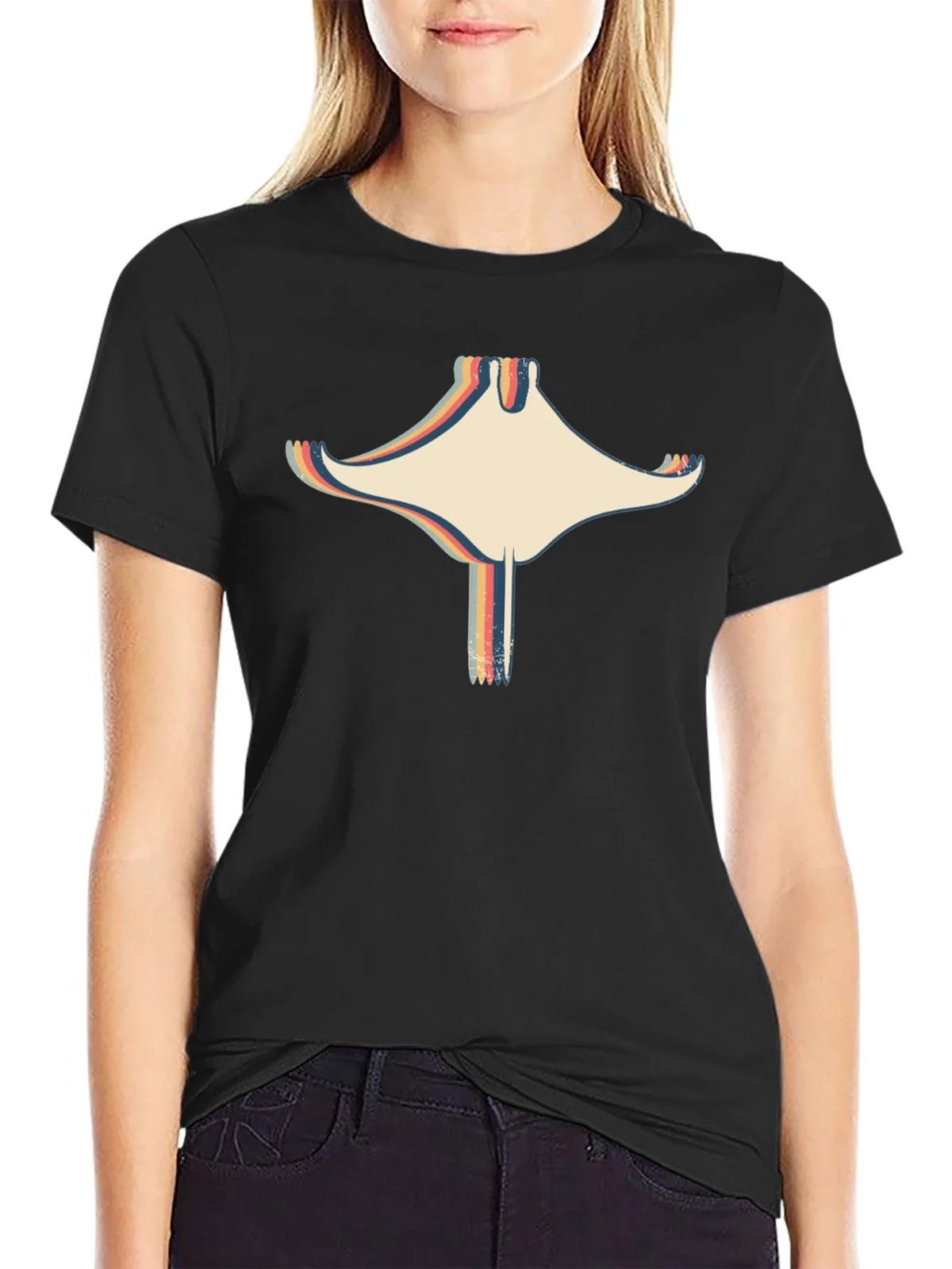 Retro Stingray Graphic Black T-Shirt product image 2