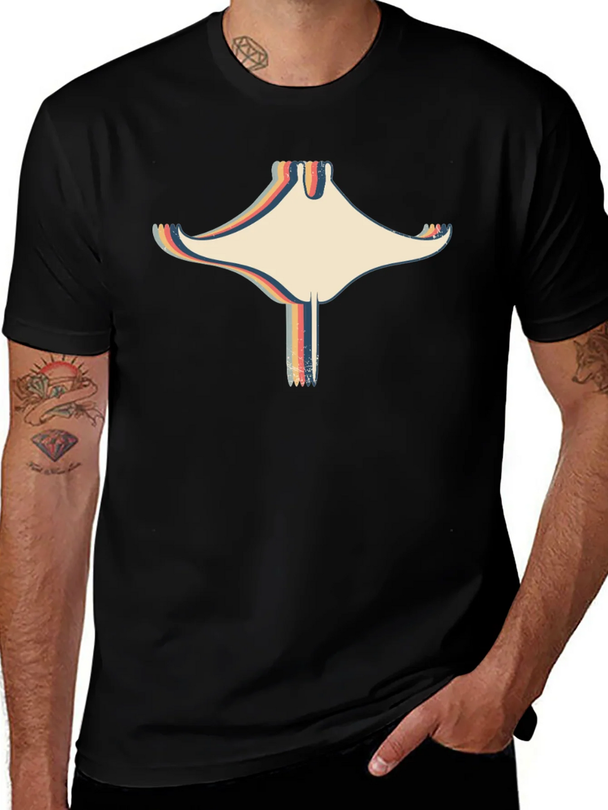 Retro Stingray Graphic Black T-Shirt product image 1