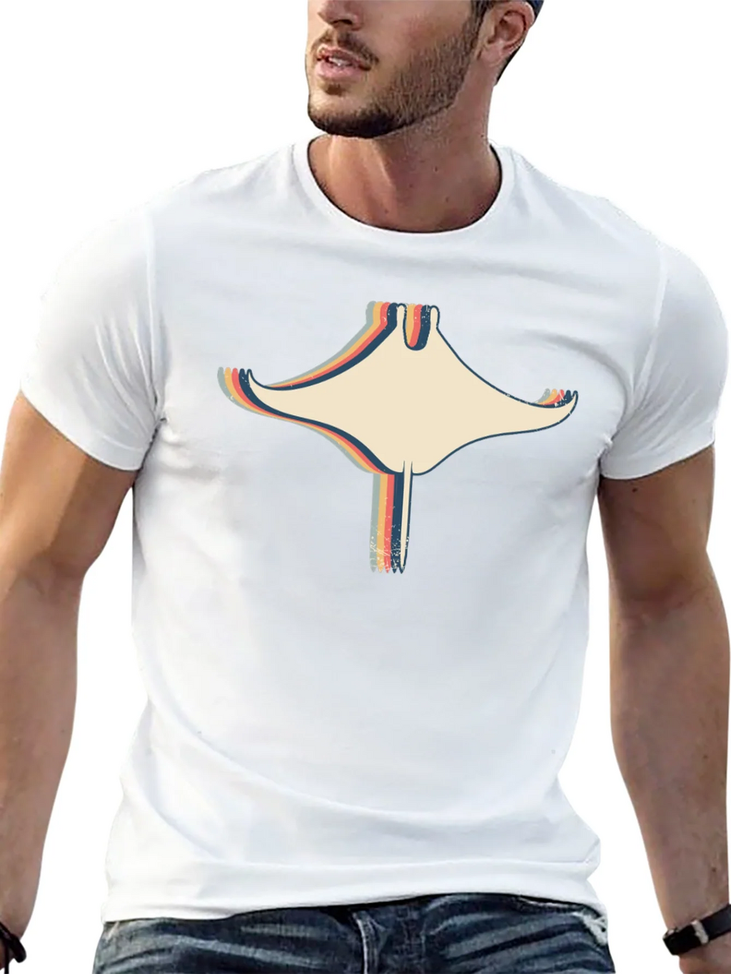 Retro Stingray Graphic Black T-Shirt product image 11