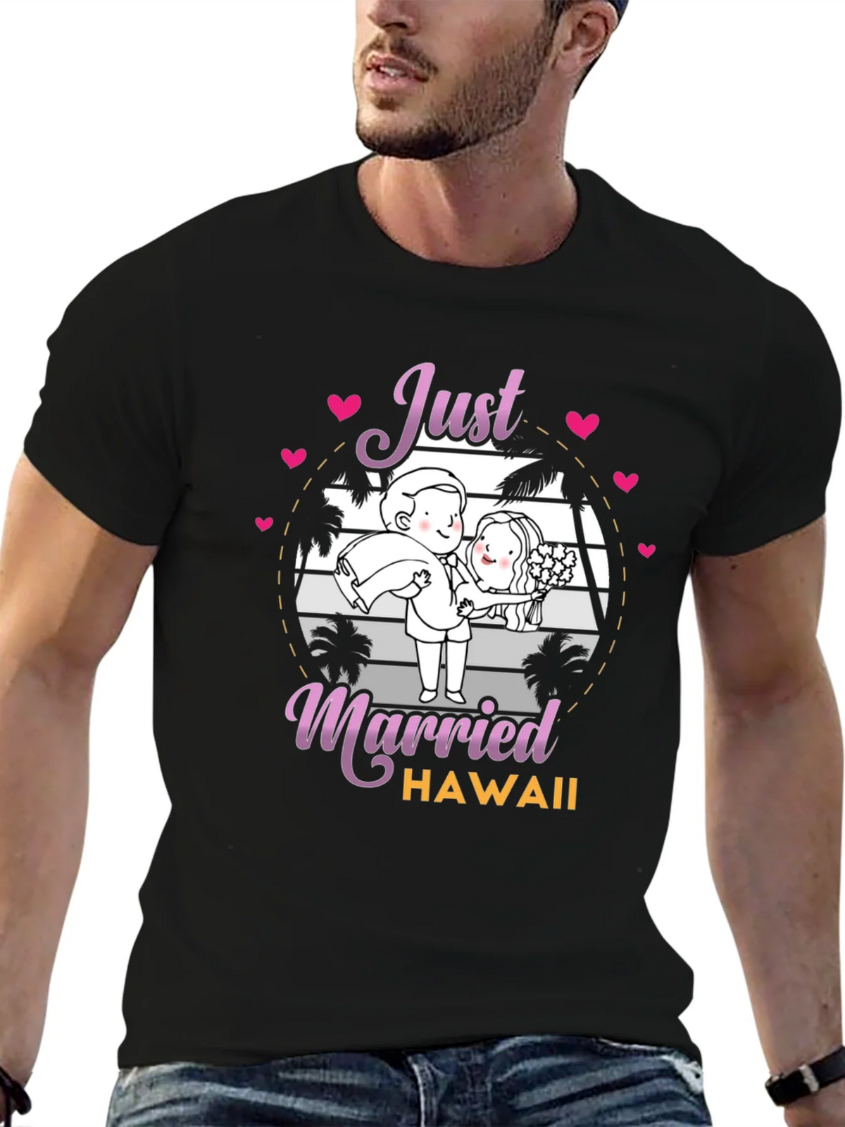 Just Married Hawaii Graphic T-Shirt product image 2