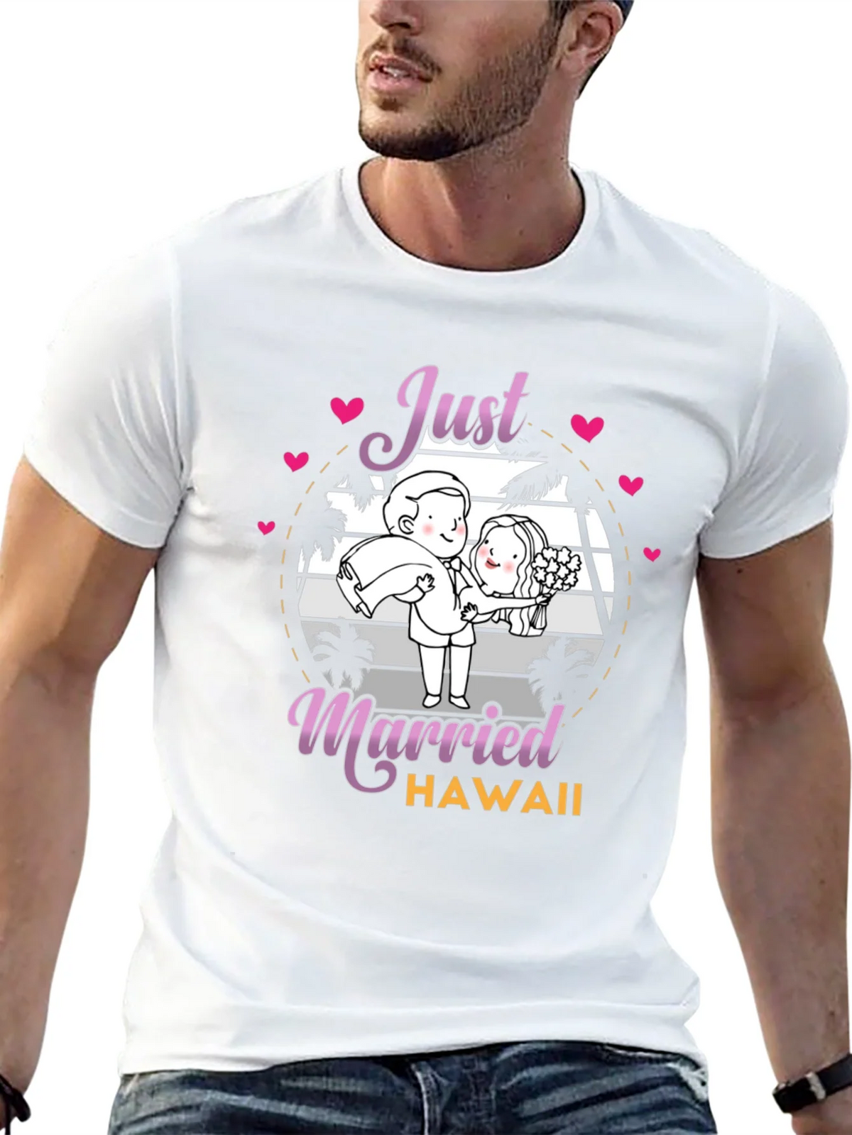 Just Married Hawaii Graphic T-Shirt product image 6