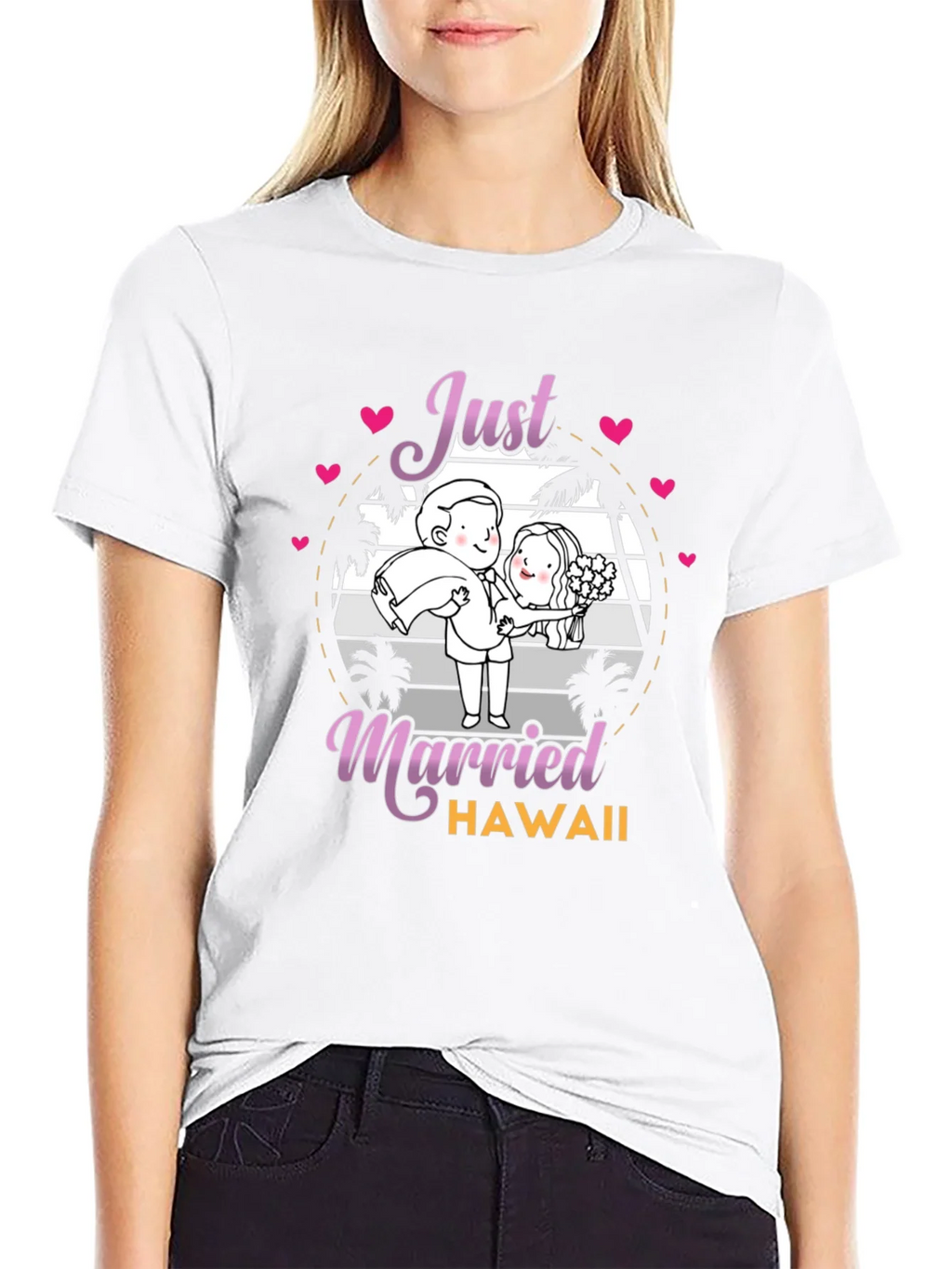 Just Married Hawaii Graphic T-Shirt product image 3