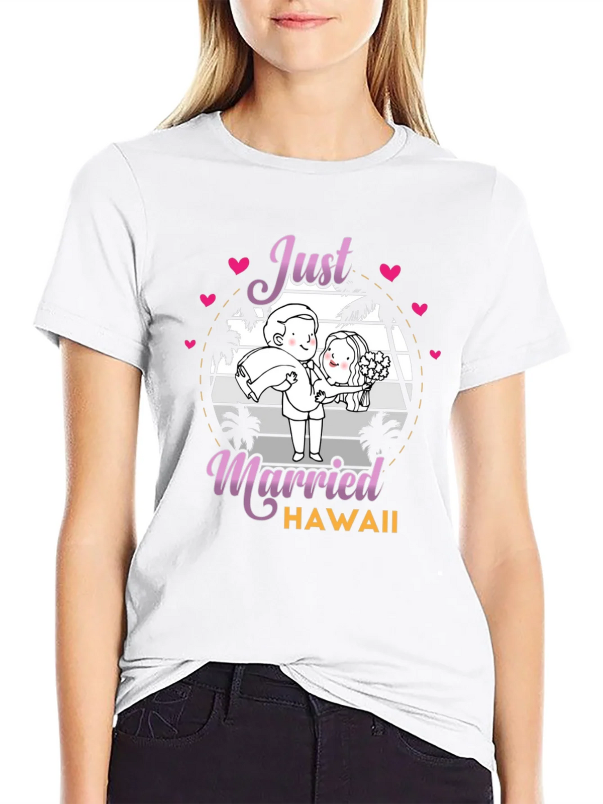 Just Married Hawaii Graphic T-Shirt product image 3