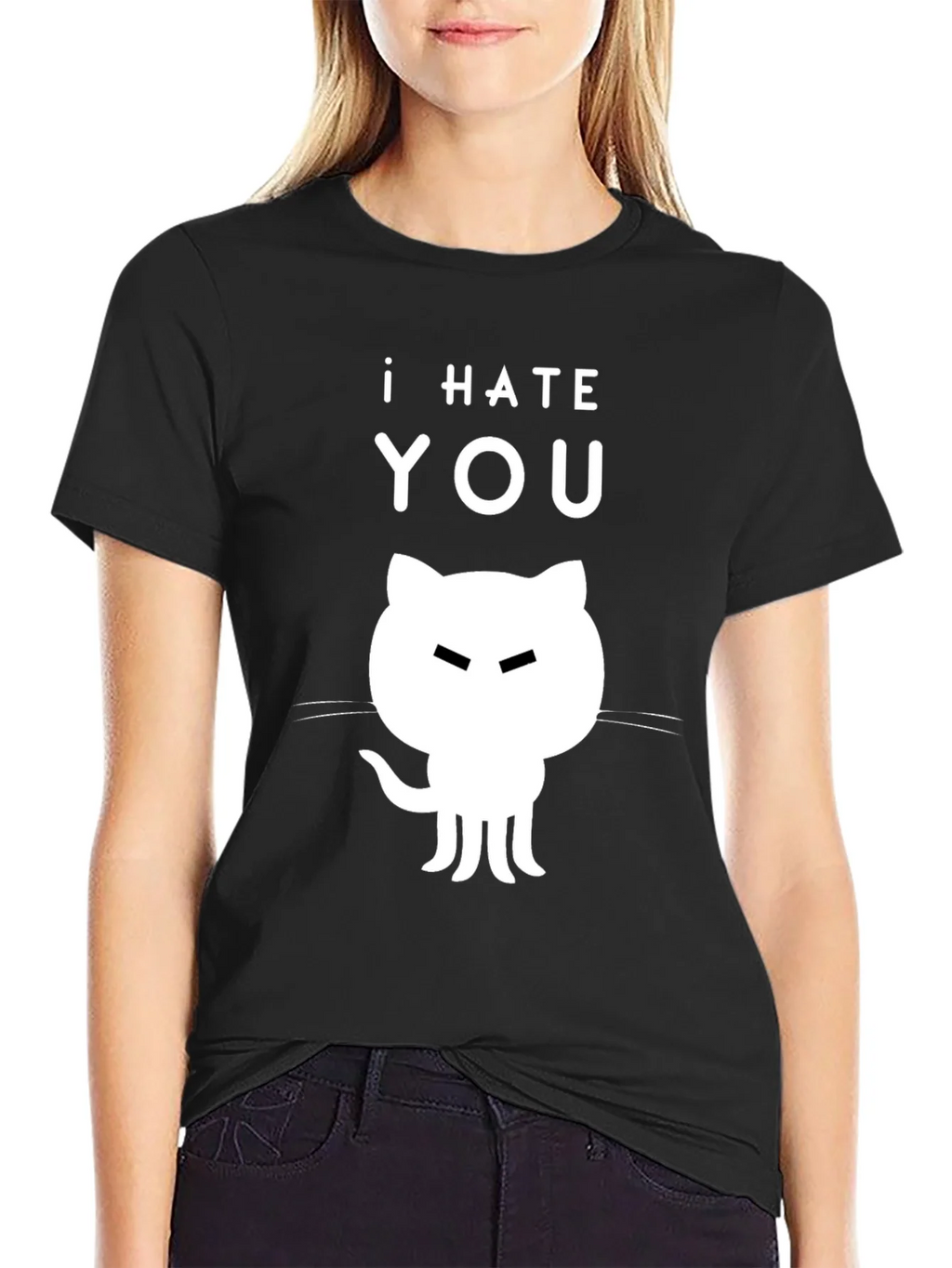 I Hate You Cat T-Shirt - Sarcastic Black Tee product image 2