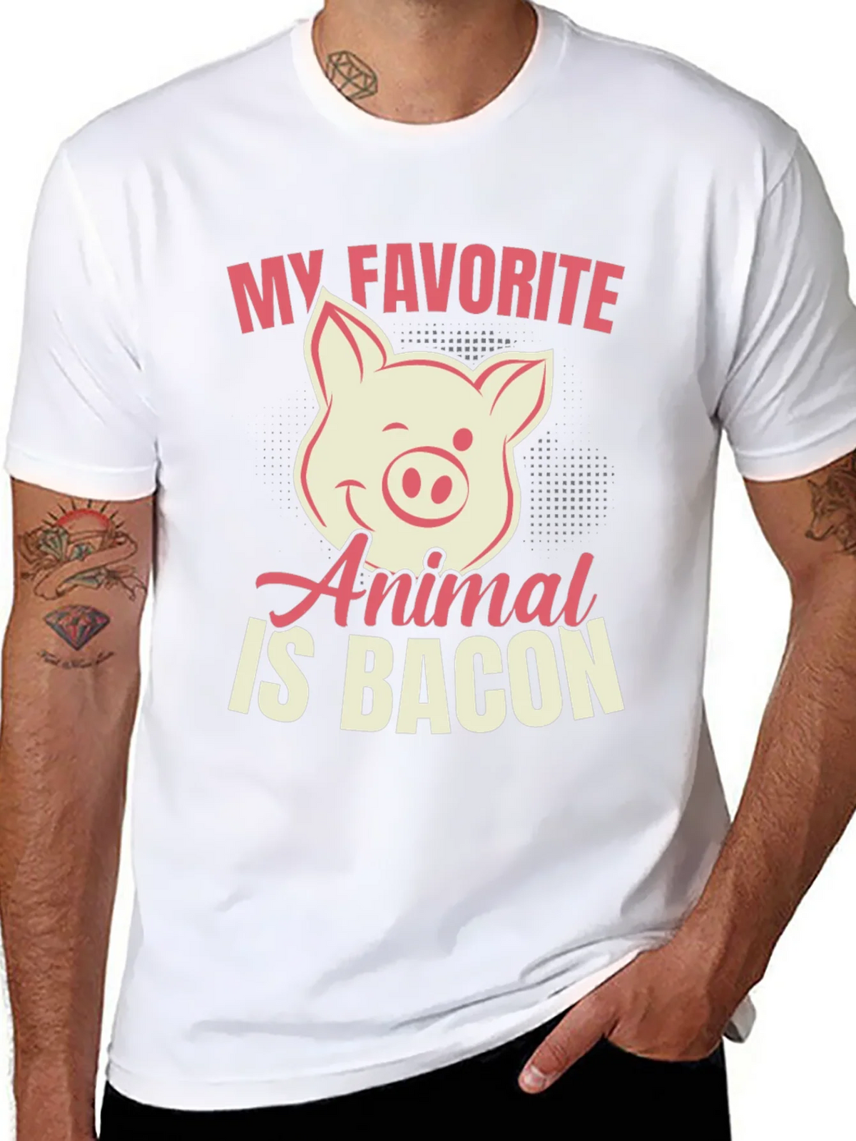 My Favorite Animal Is Bacon Pig Graphic T-Shirt product image 7