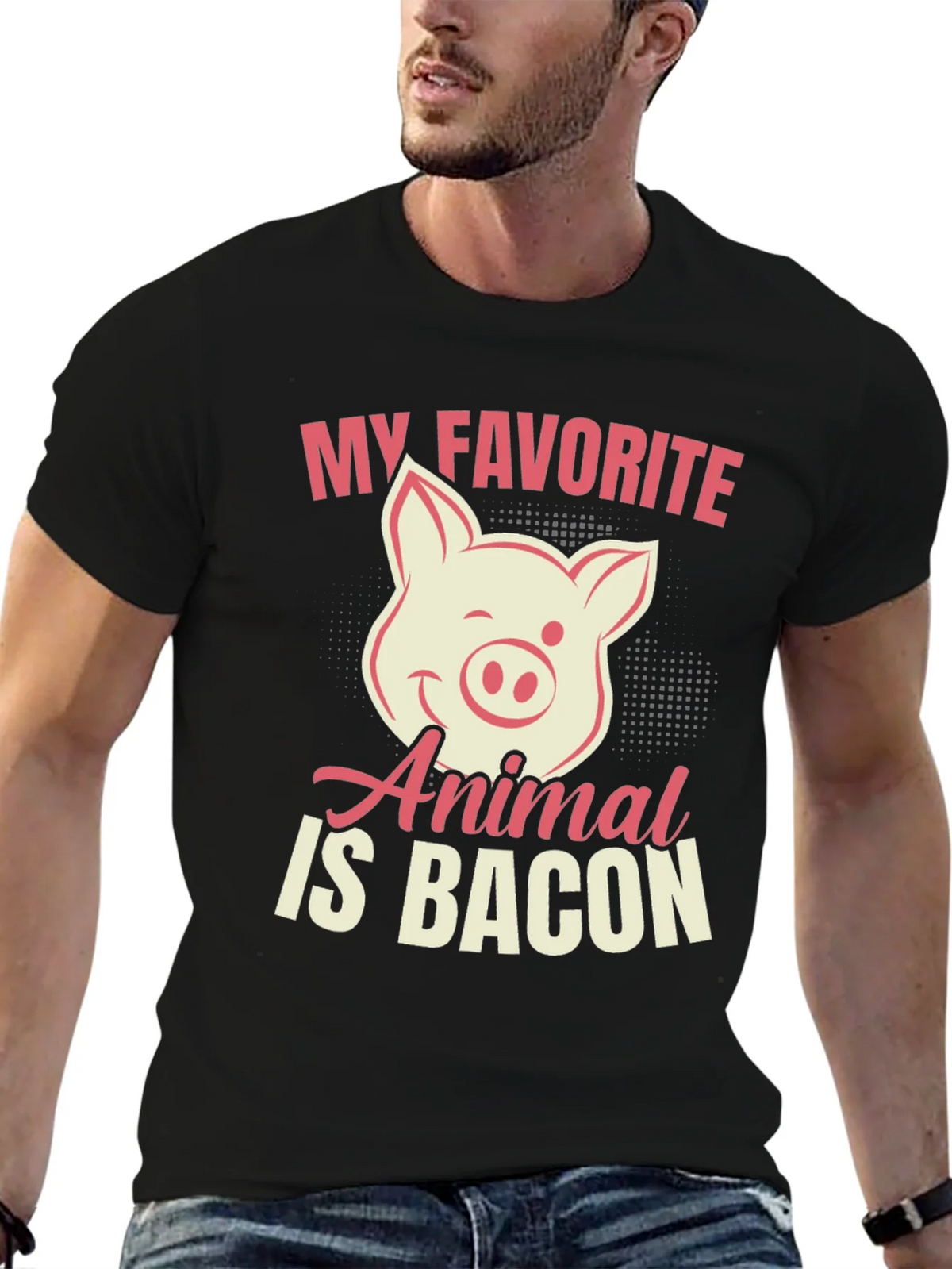 My Favorite Animal Is Bacon Pig Graphic T-Shirt product image 6