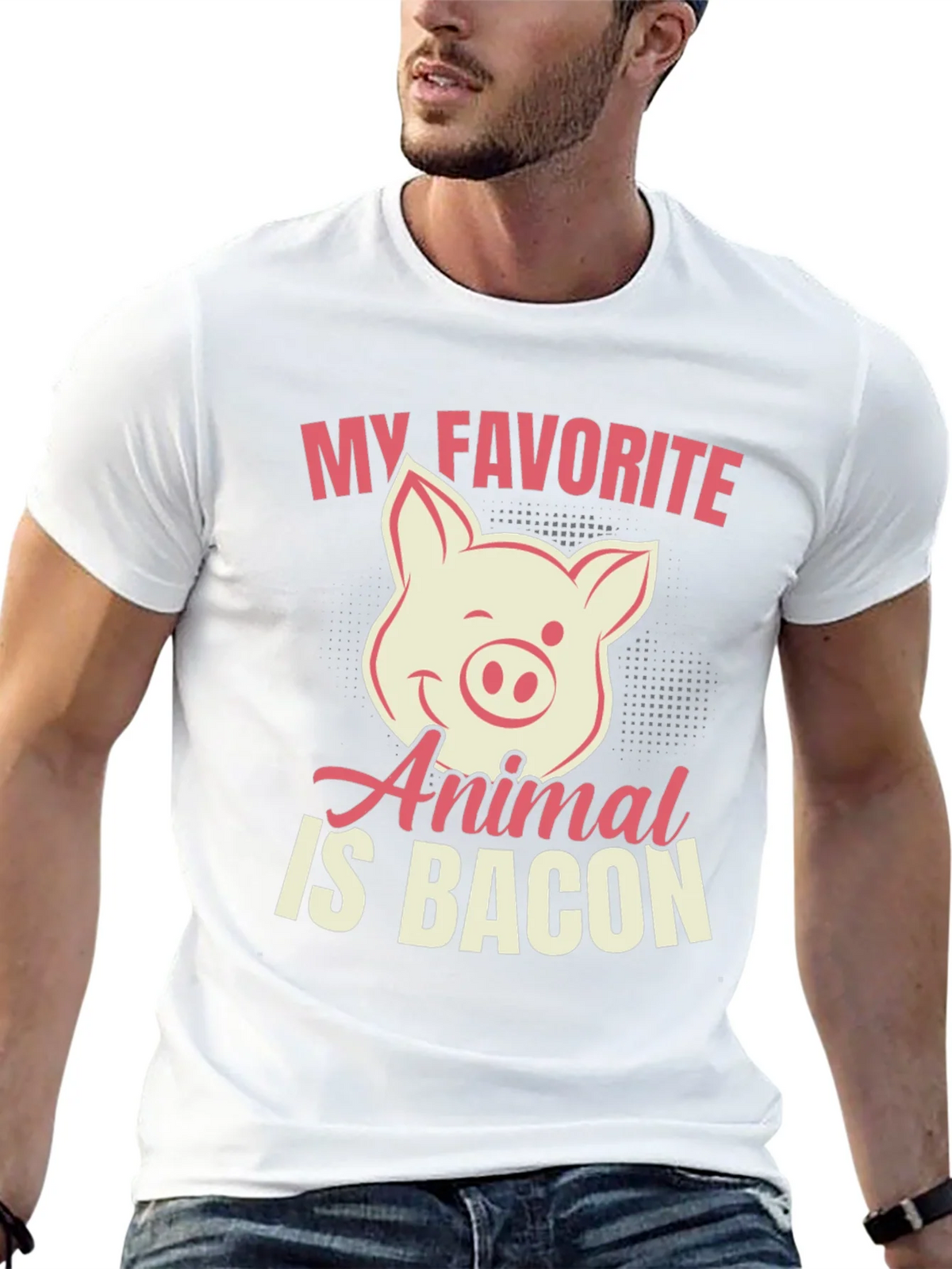 My Favorite Animal Is Bacon Pig Graphic T-Shirt product image 12