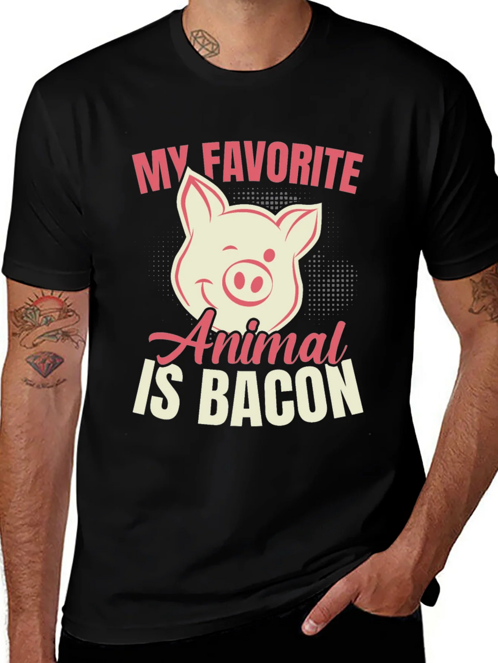 My Favorite Animal Is Bacon Pig Graphic T-Shirt product image 1
