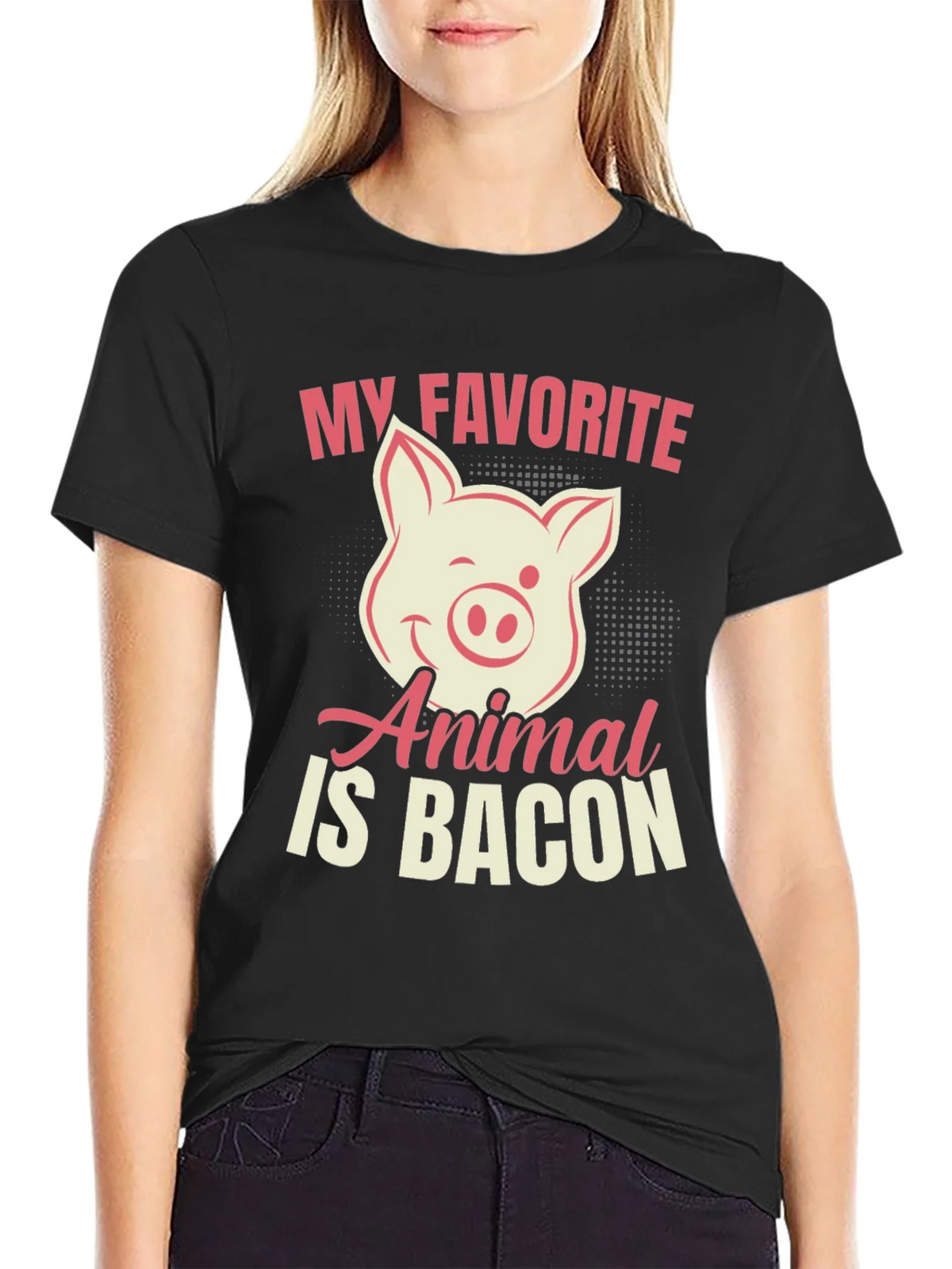 My Favorite Animal Is Bacon Pig Graphic T-Shirt product image 2