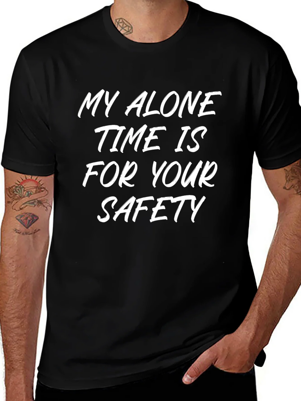 Alone Time Safety Slogan Tee - Black Cotton Shirt product image 1