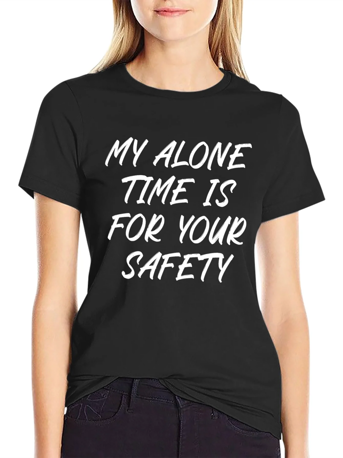 Alone Time Safety Slogan Tee - Black Cotton Shirt product image 2