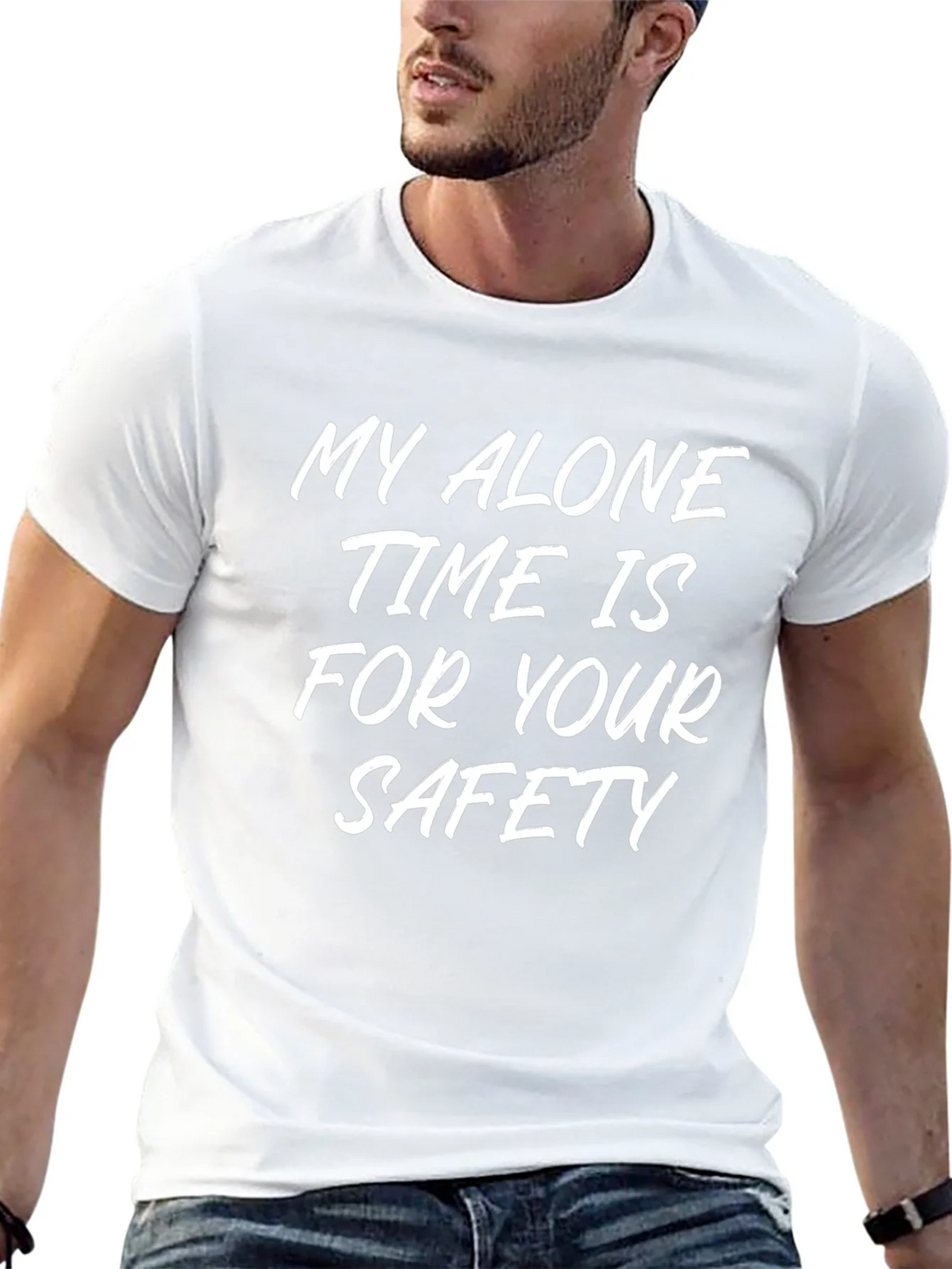 Alone Time Safety Slogan Tee - Black Cotton Shirt product image 12